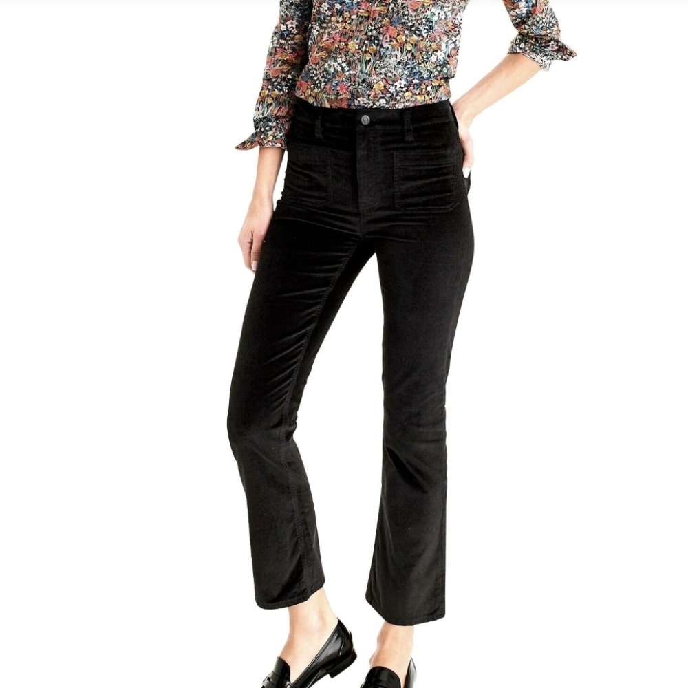 NWT J.Crew Velvet Billi Demi Boot Crop Pants Sz.29P Navy